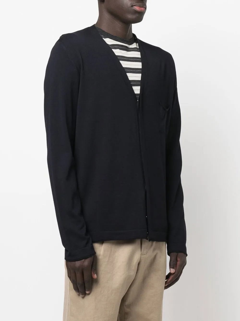 Goes Botanical V-neck Button Merino Cardigan In Black