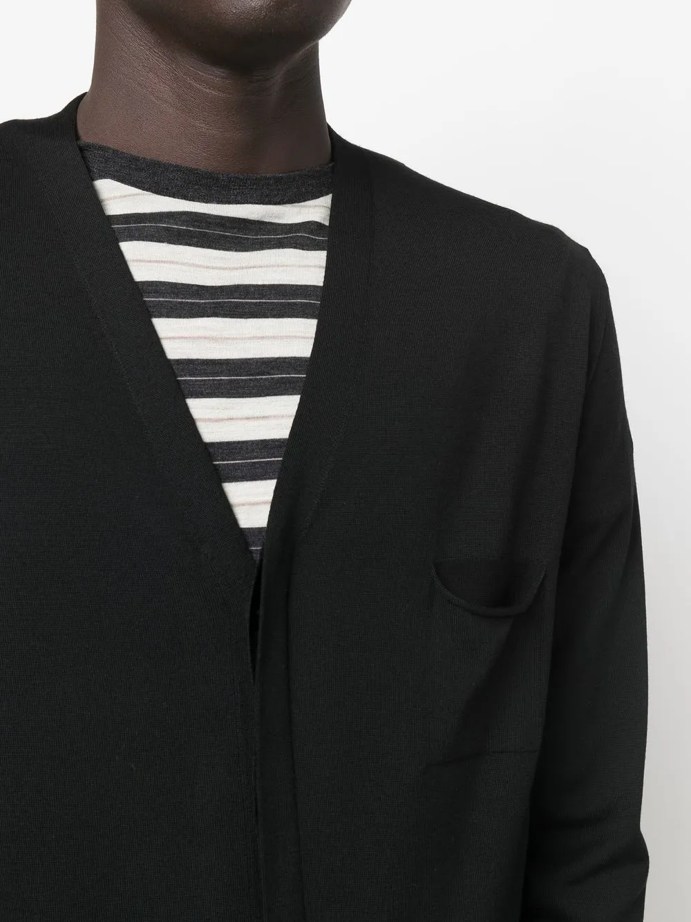 Goes Botanical V-neck Button Merino Cardigan In Blue