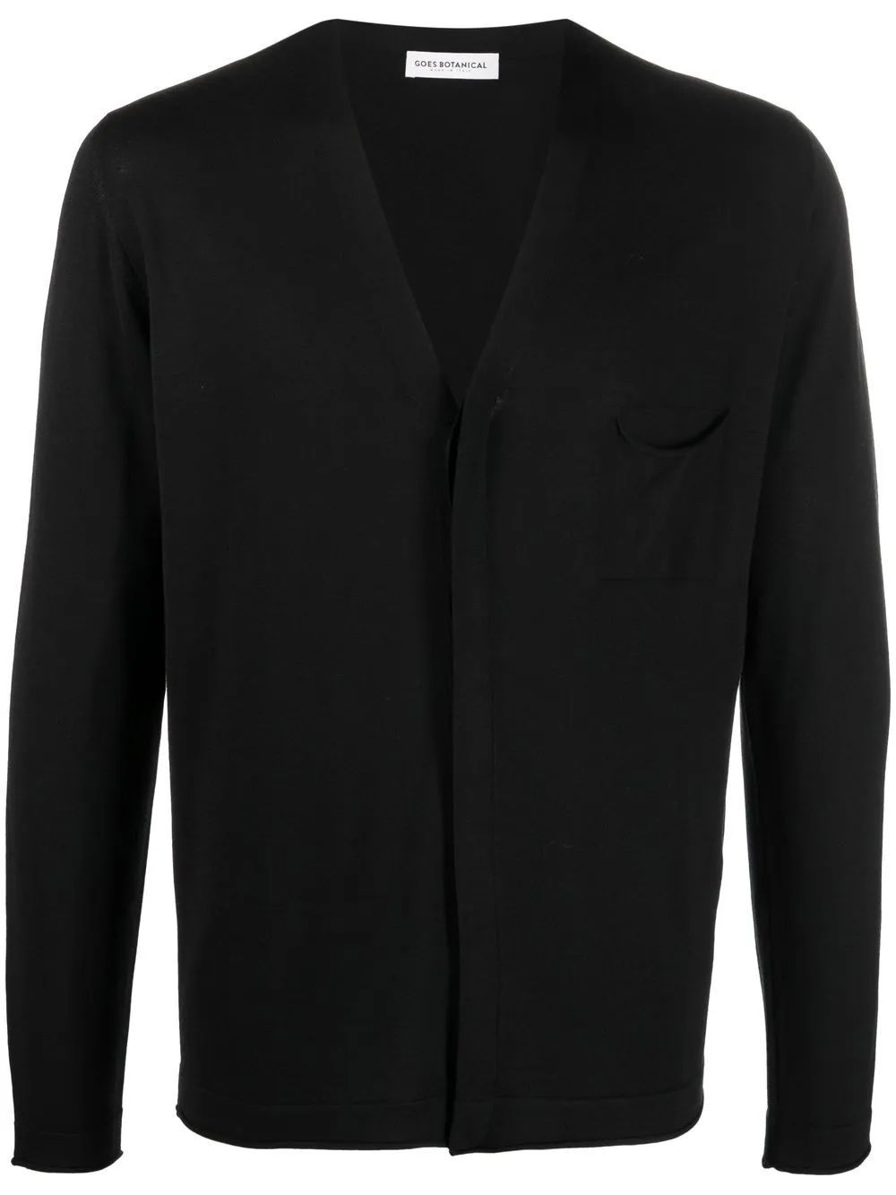 Goes Botanical V-neck Button Merino Cardigan In Black