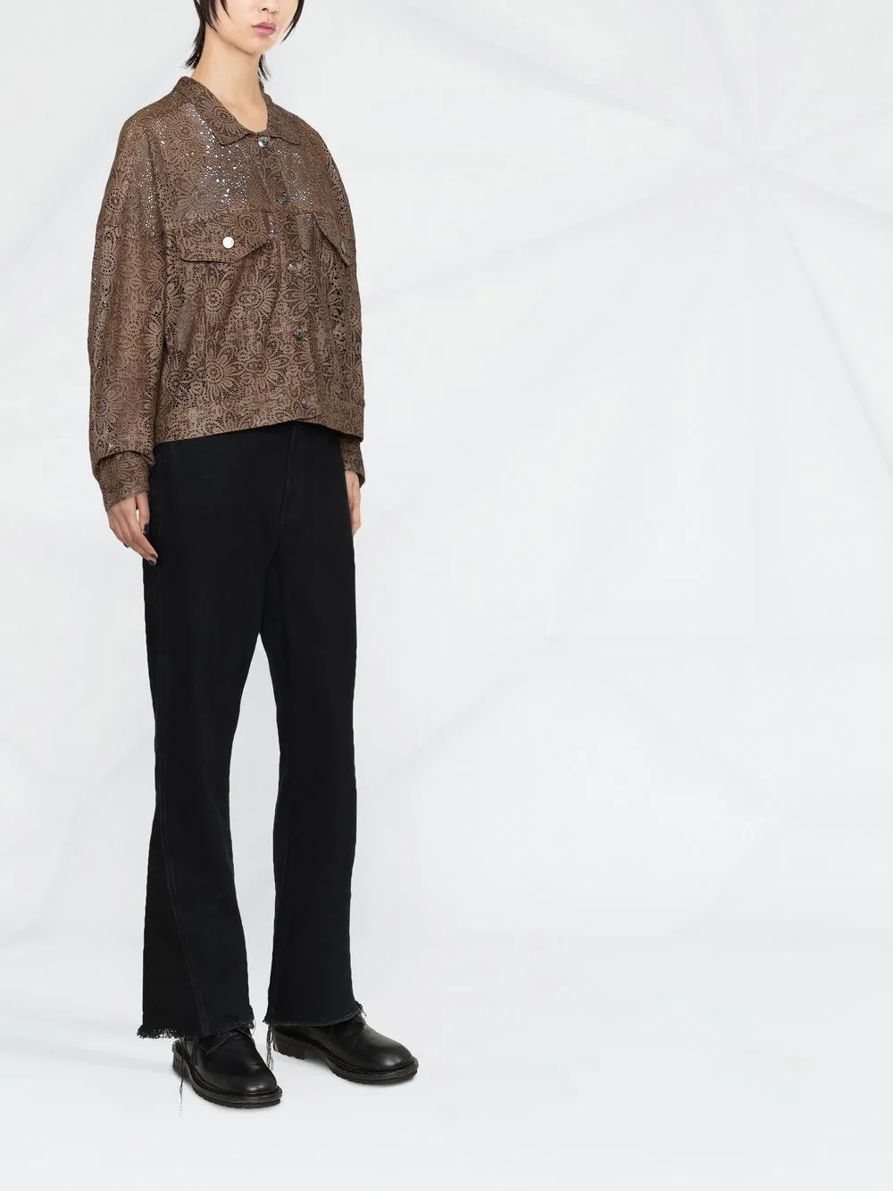  Giorgio Brato Lederjacke Mit Cut Outs   Braun 