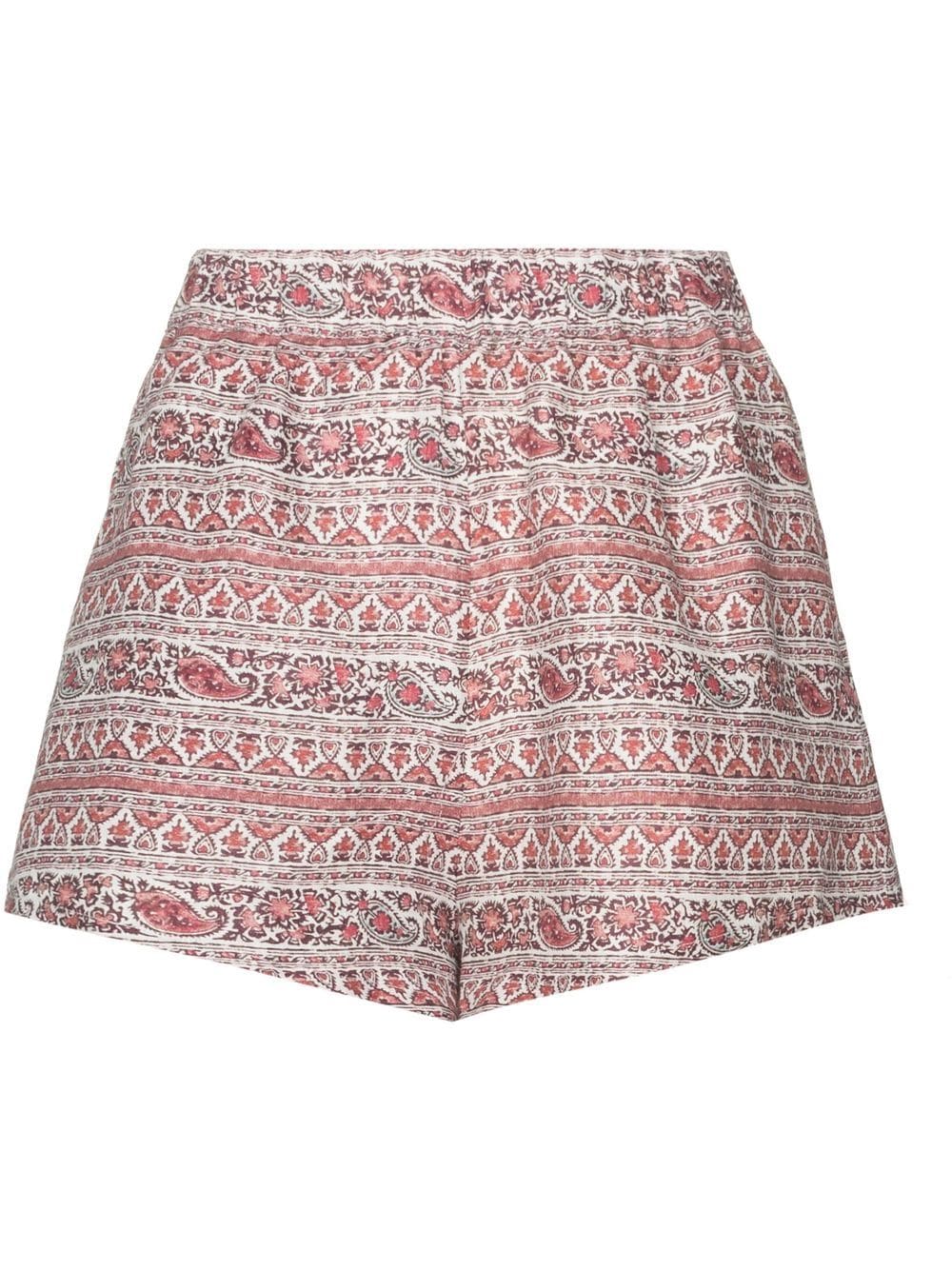 Boteh Paisley-print Linen Shorts In Red | ModeSens