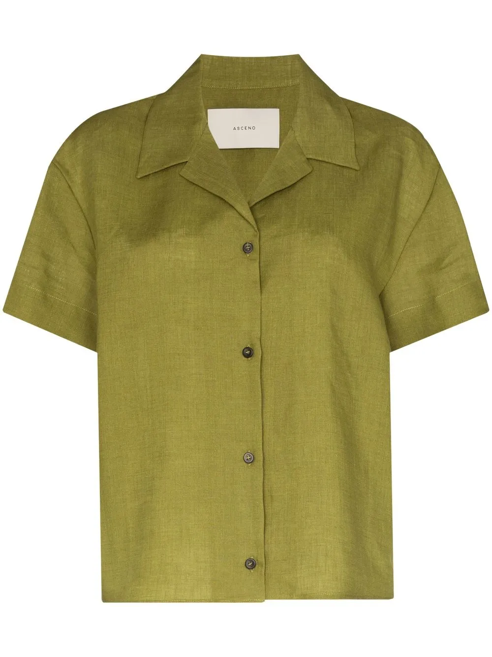 

Asceno notched-collar linen shirt - Green