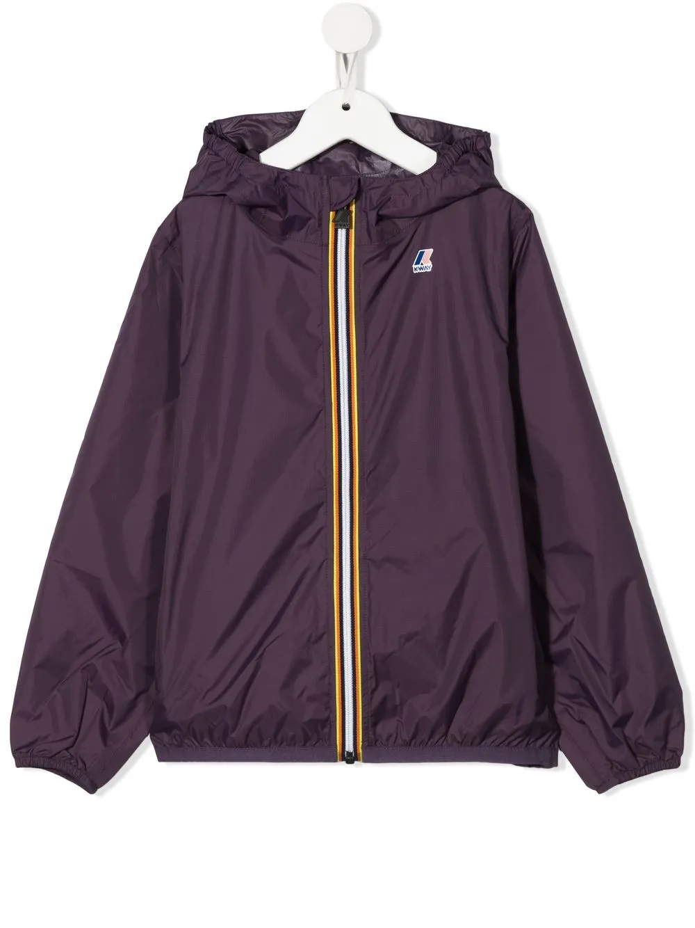 K-way Kids' Logo-print Hooded Rain Jacket In Purple