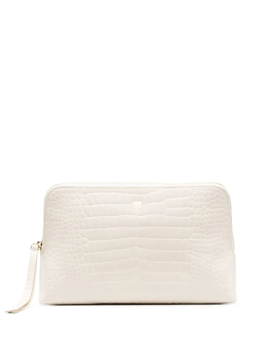 

Aspinal Of London logo plaque make-up bag - White
