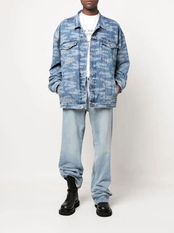 Off-White logo-print Denim Jacket - Farfetch