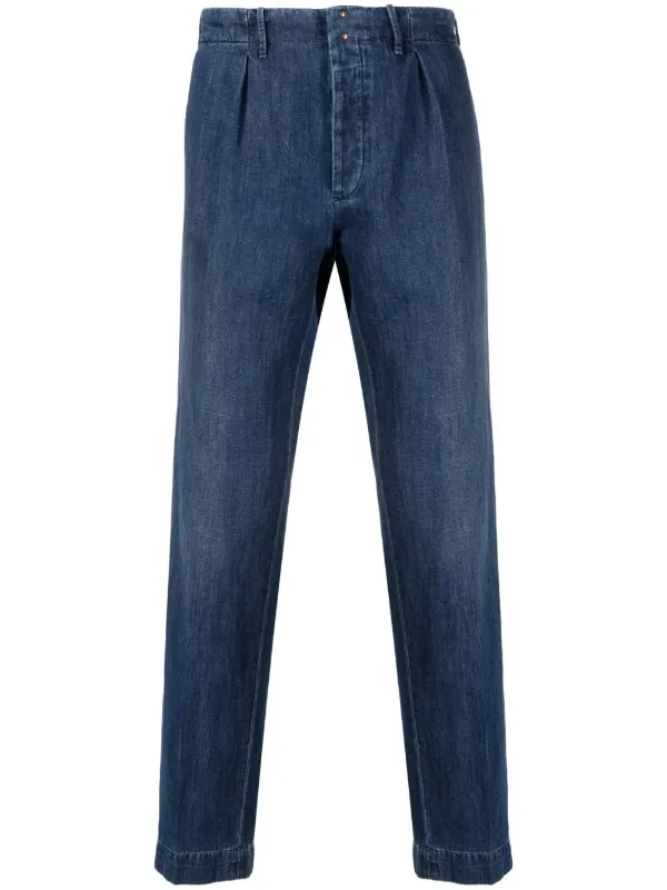 Incotex Pleated tapered-leg Jeans 