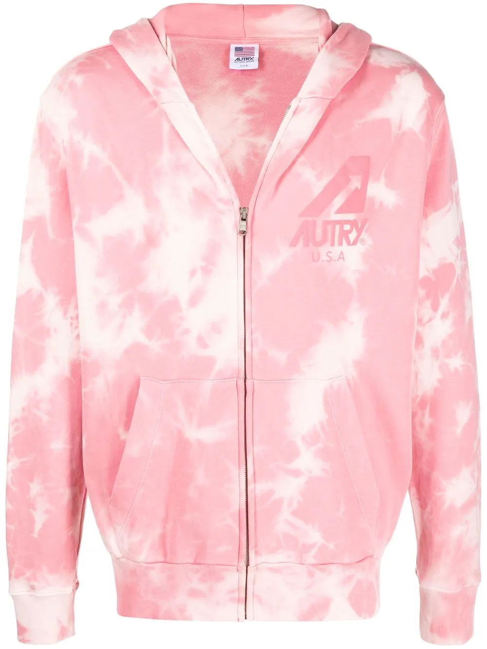 Autry Tie-dye Zip-up Hoodie In Rosa
