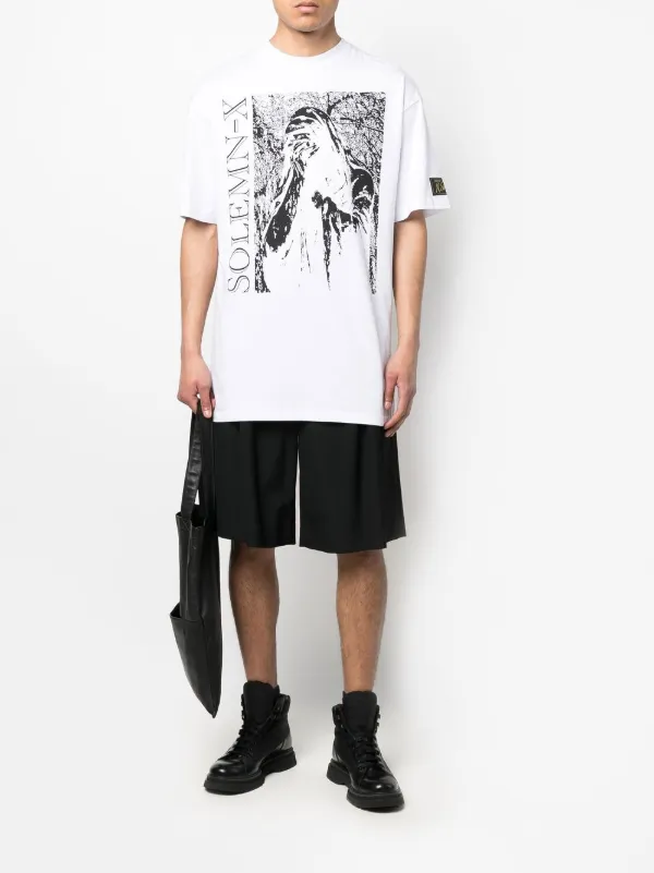 White Graphic Print Oversized T-shirt