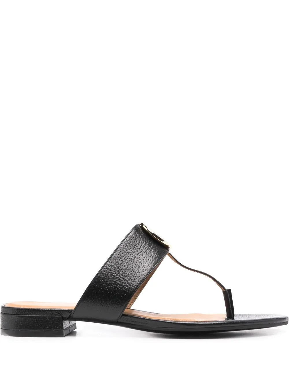 Emporio Armani Logo-plaque Thong-strap Sandals In Black