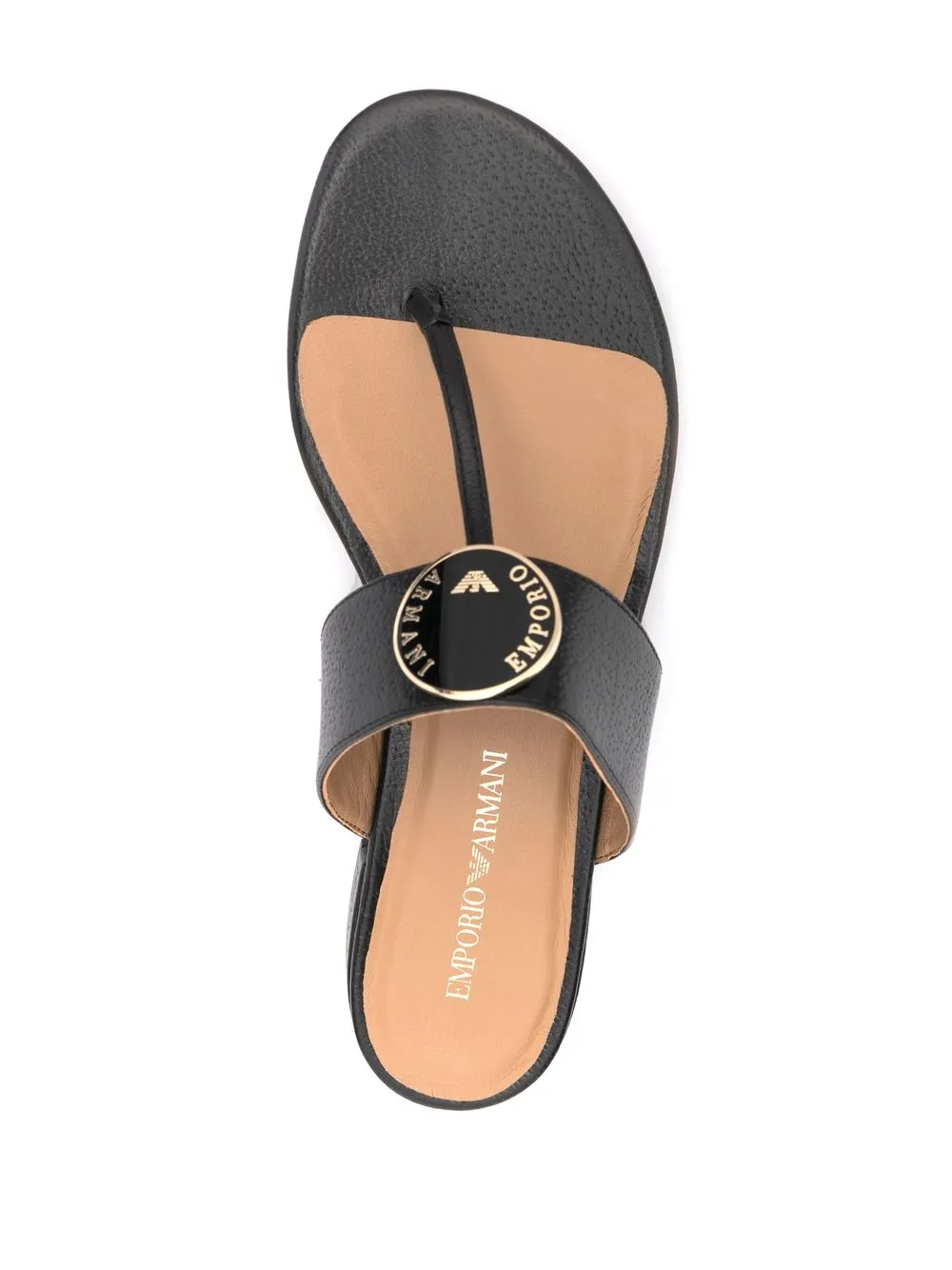 Emporio Armani logo-plaque thong-strap sandals Black