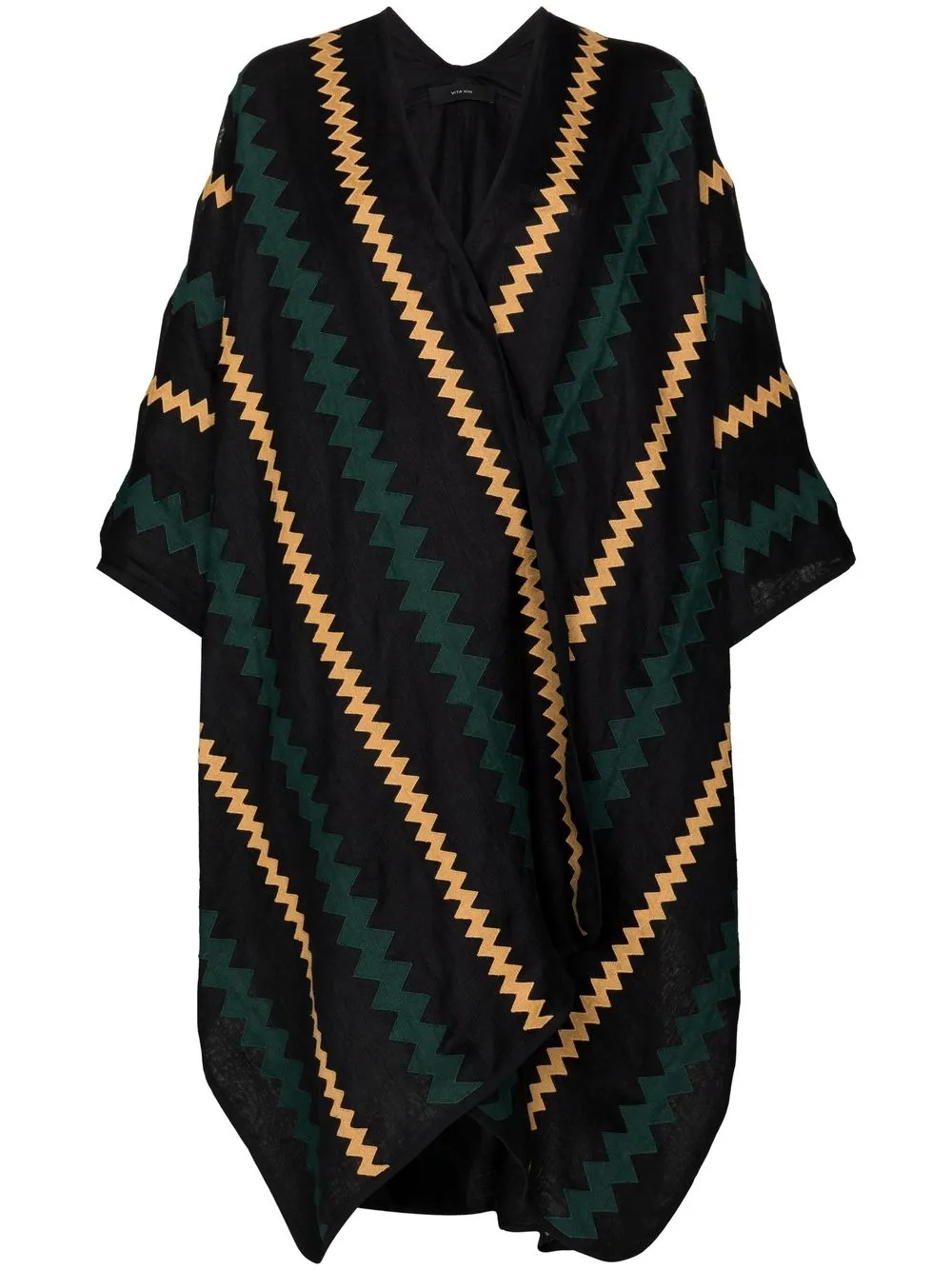 

Vita Kin zigzag embroidery cape - Black