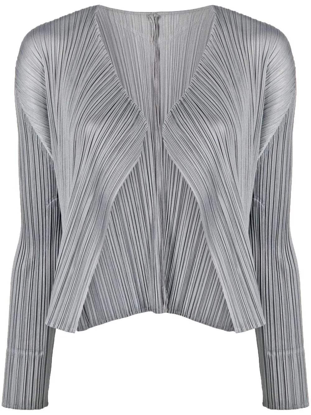 

Pleats Please Issey Miyake chamarra plisada con diseño abierto - Gris