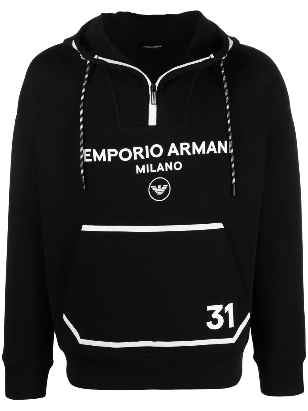 

Emporio Armani two-tone logo-print hoodie - Black