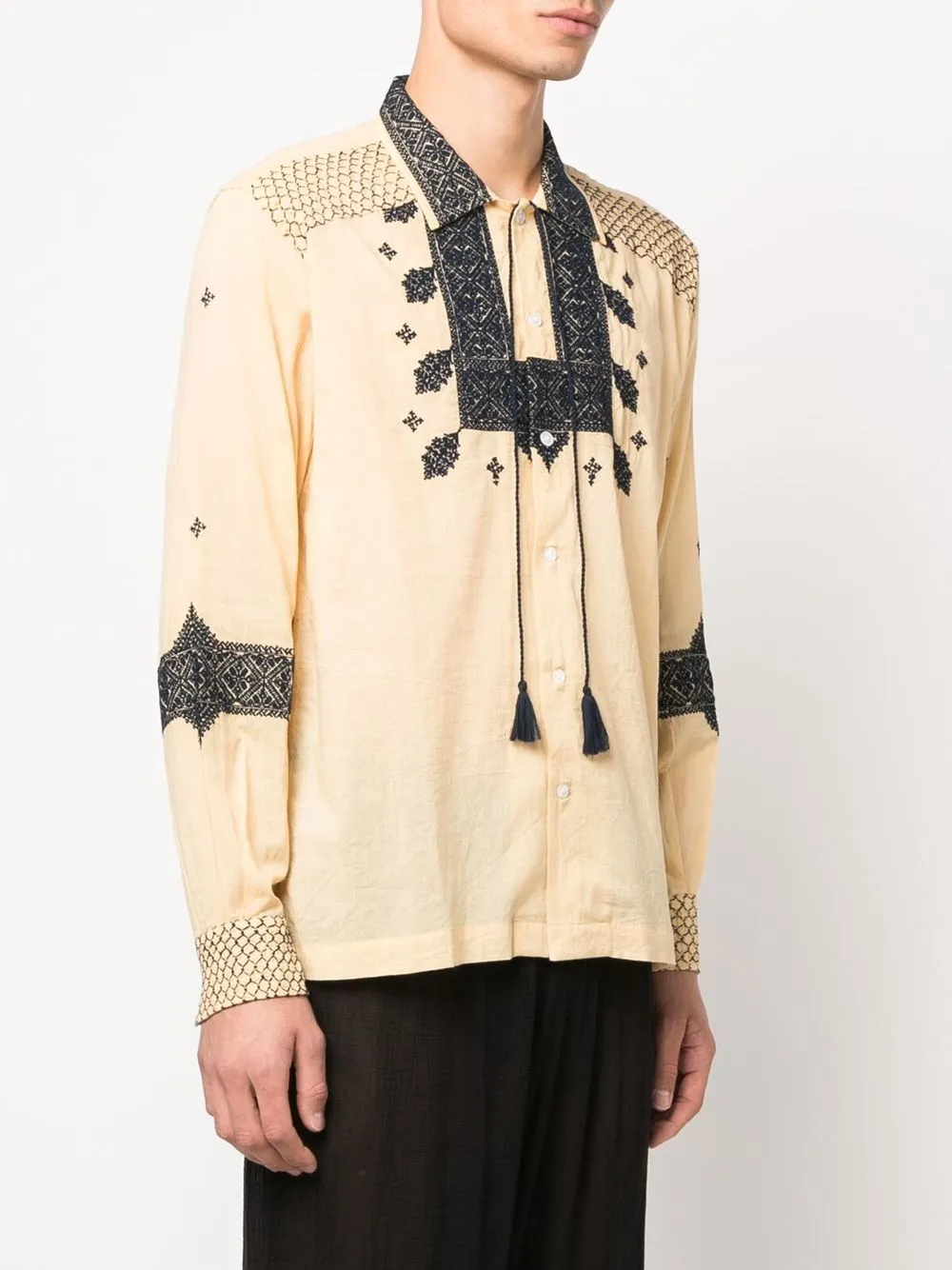  Bode Eastern Mosaic Cotton Shirt - Neutrals 