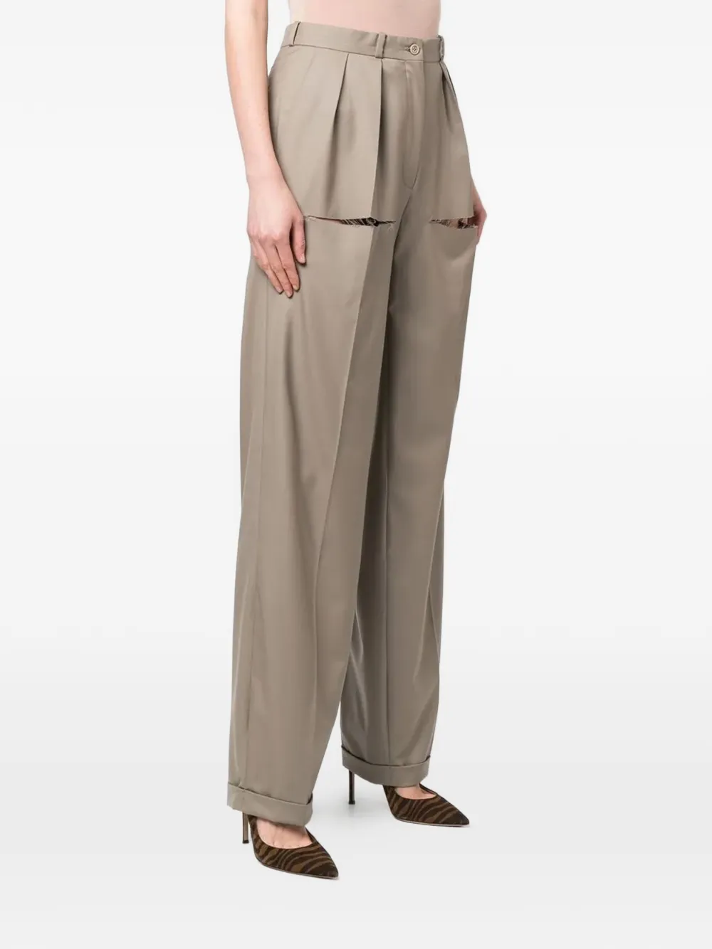  Almaz Classic Bundfaltenhose Mit Cut Out   Grau 
