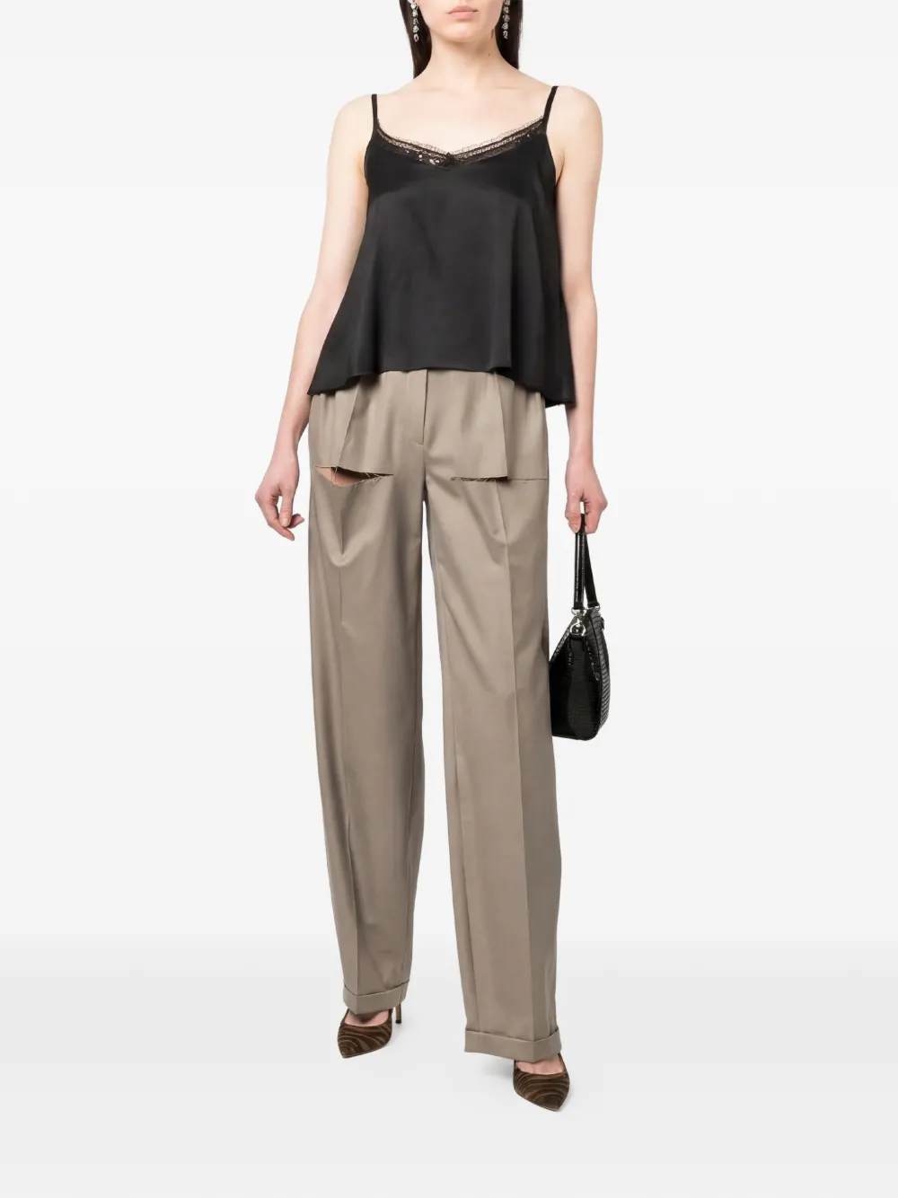  Almaz Classic Bundfaltenhose Mit Cut Out   Grau 