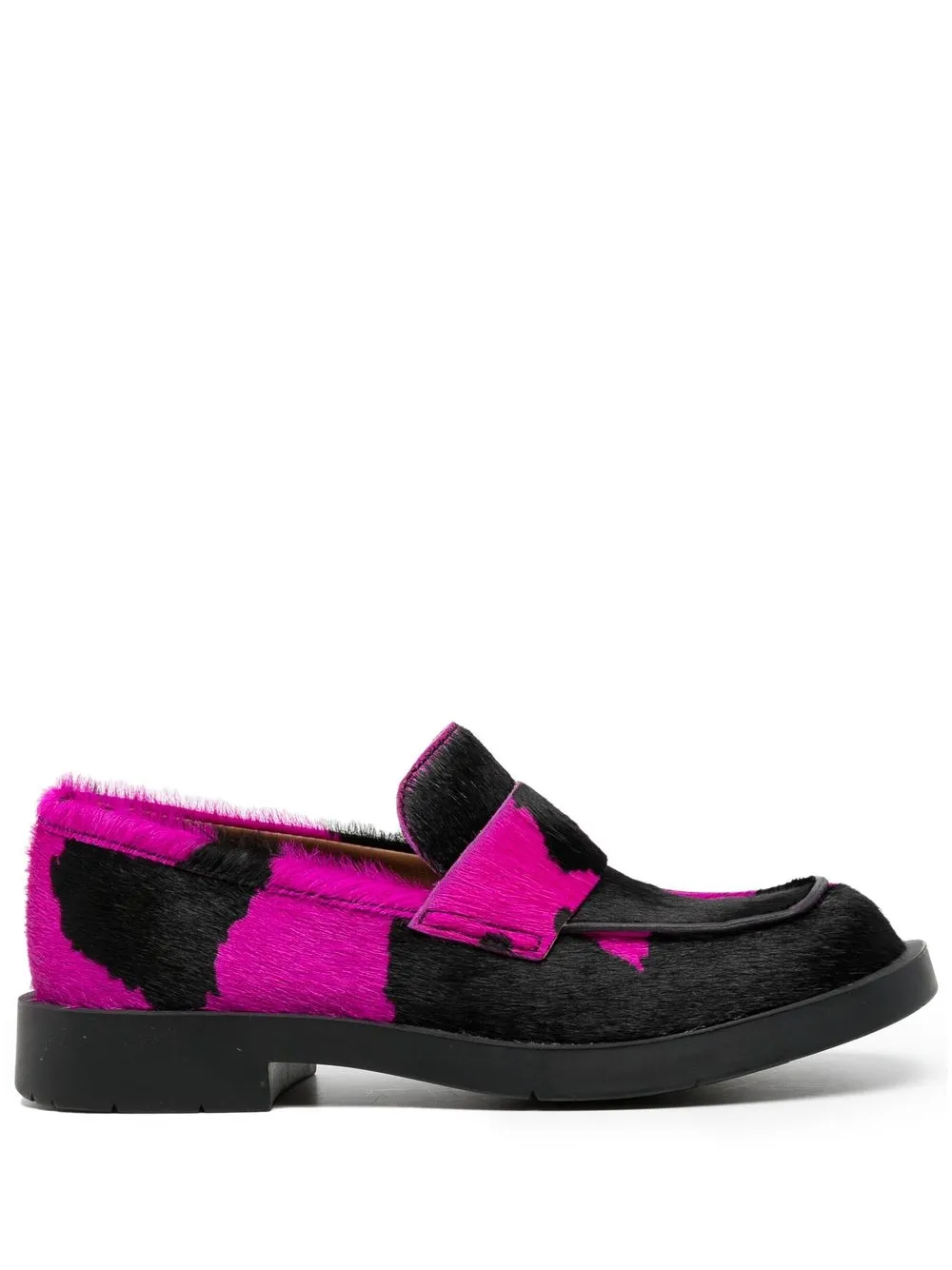 Camper Squaretoe Cowprint Loafers In Black ModeSens