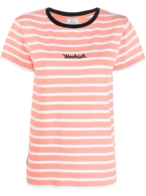 Woolrich logo-embroidered striped T-shirt