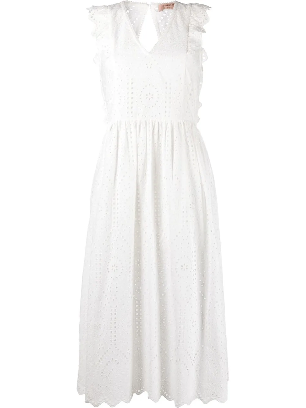 

TWINSET vestido midi con cuello en V - Blanco