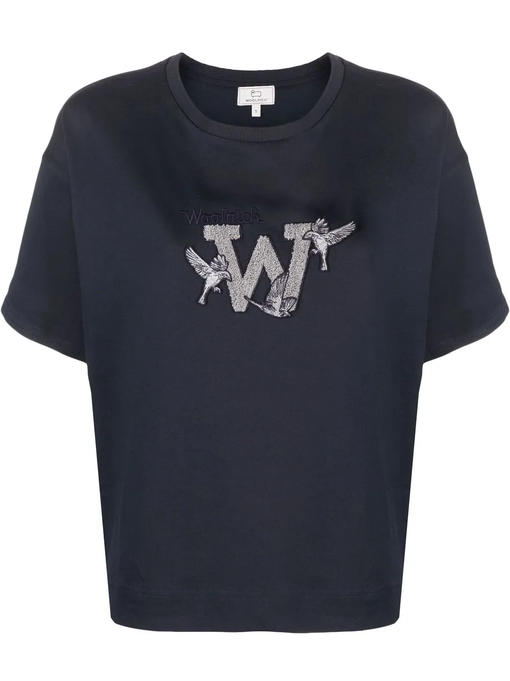 

Woolrich bird-embroidered W-logo T-shirt - Blue