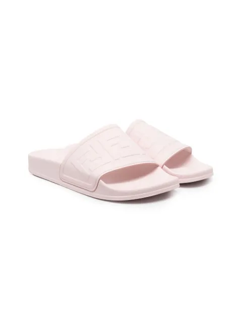 Fendi Kids TEEN embossed FF logo slides