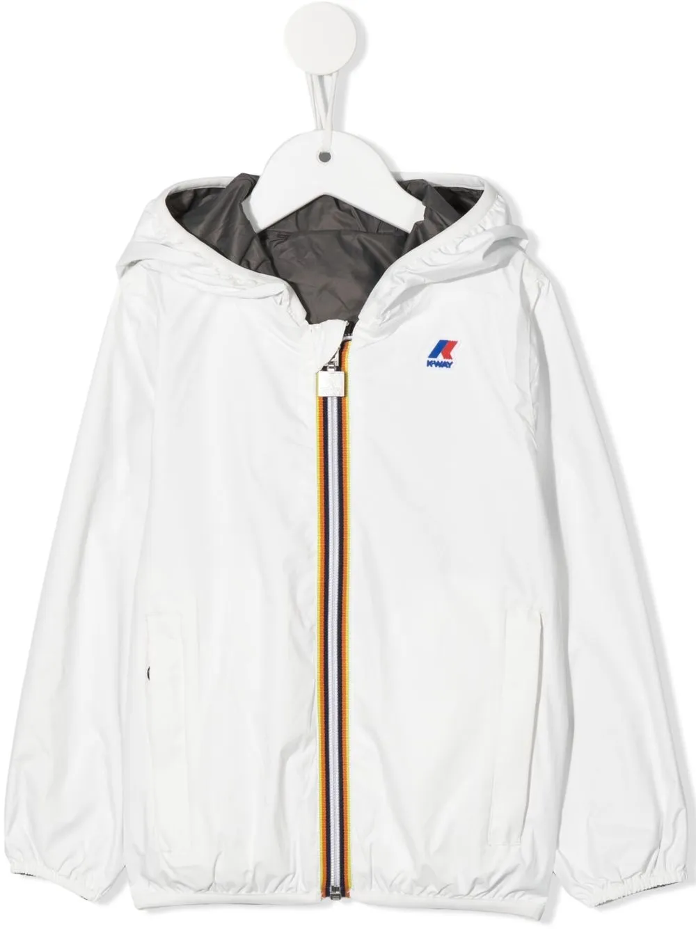 

K Way Kids logo-patch detail jacket - White