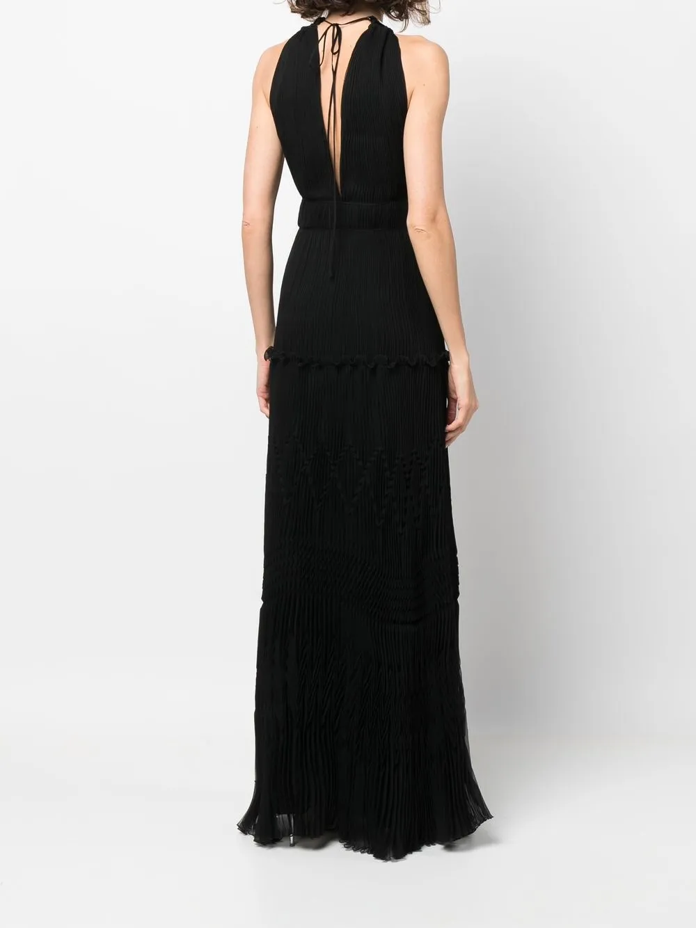 Shop Alberta Ferretti Plissé Embellished Dress In Black