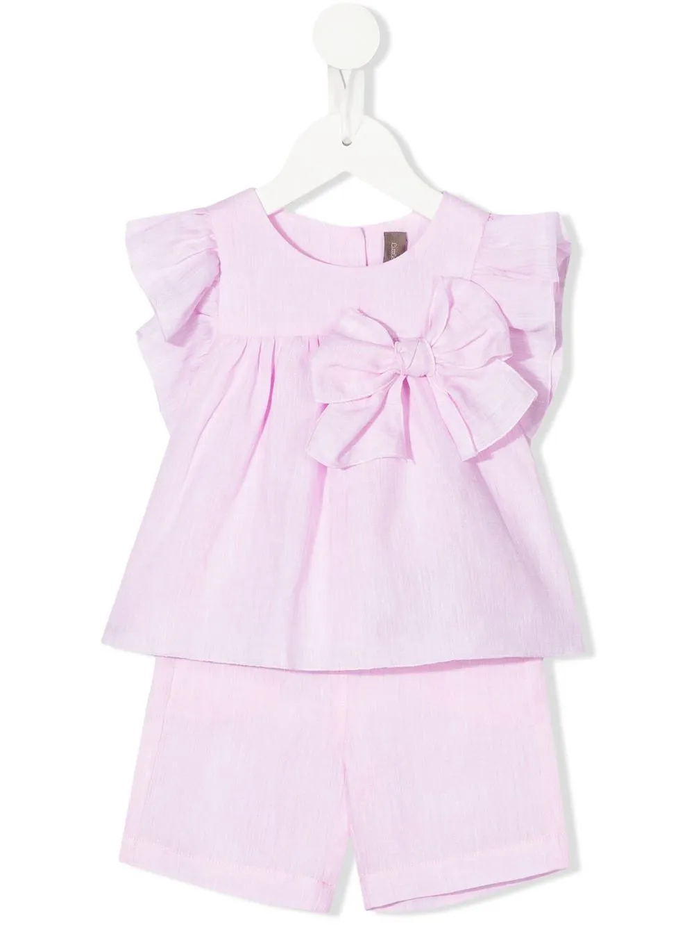 

Little Bear bow-appliqué linen trouser set - Pink