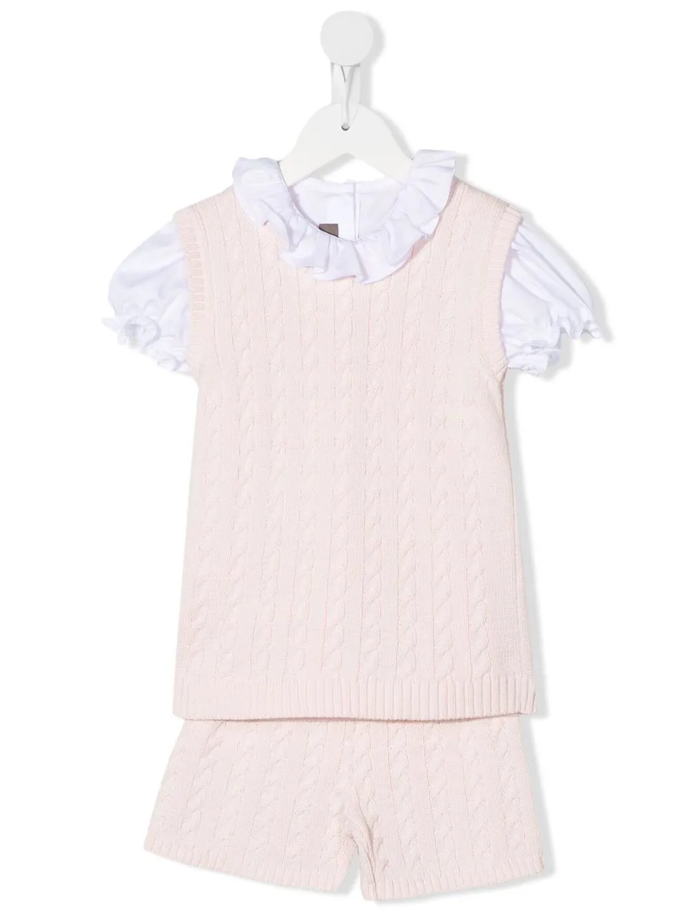 

Little Bear cable-knit three-piece short set - Pink