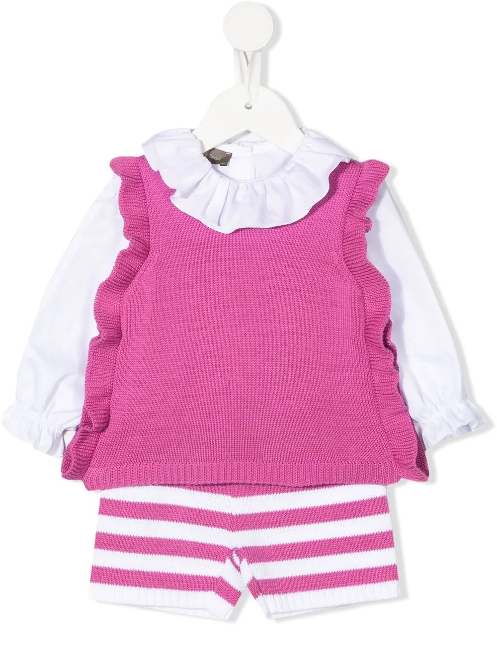 

Little Bear three-piece cotton short set - Pink