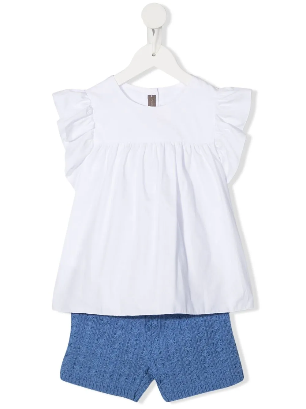 

Little Bear ruffled-top knitted short set - White