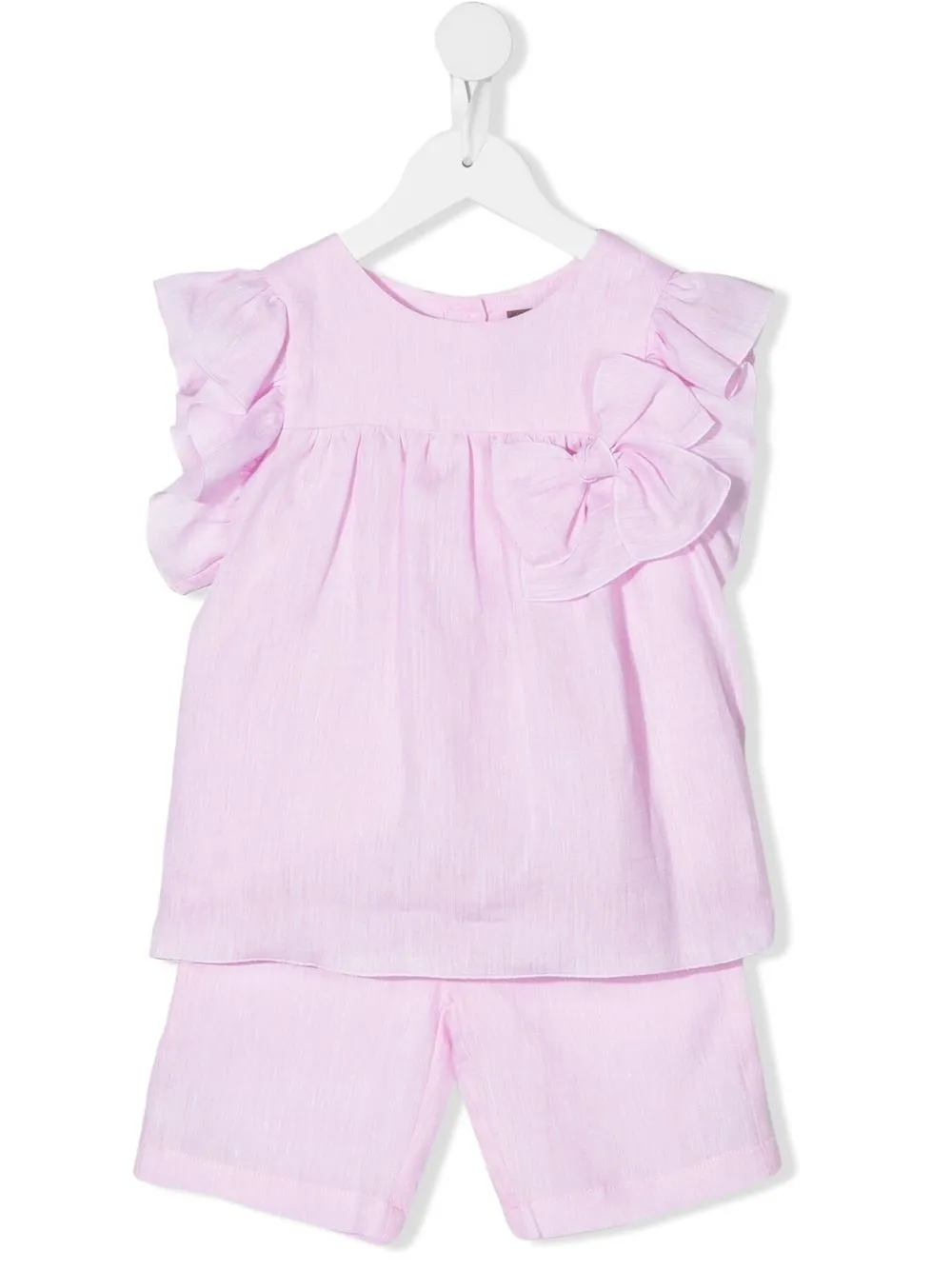 

Little Bear set pantalones y blusa con aplique de moño - Rosado