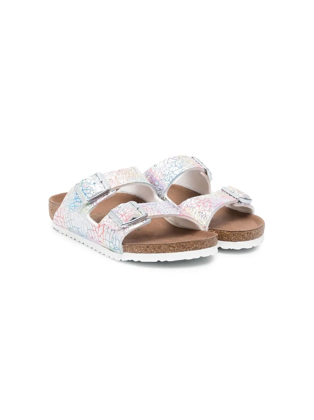 

Birkenstock Kids sandalias con hebilla y efecto metalizado - Gris