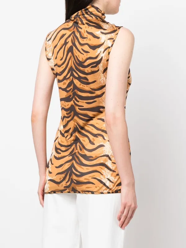 Jil Sander tiger-print Turtle Neck Top | Orange | FARFETCH