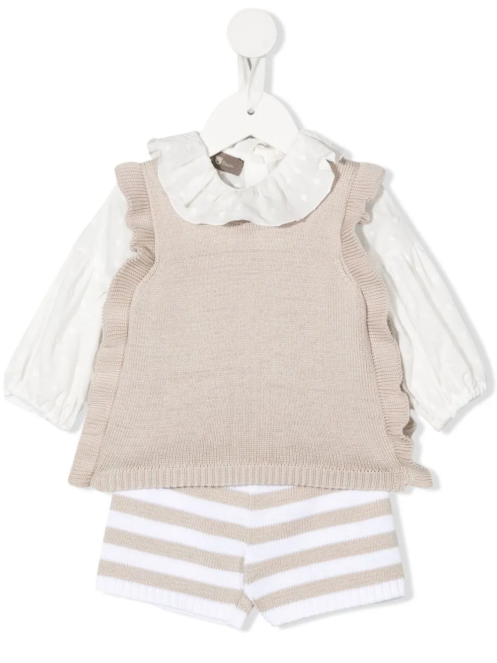 

Little Bear set de tres piezas con diseño de dos tonos - Blanco