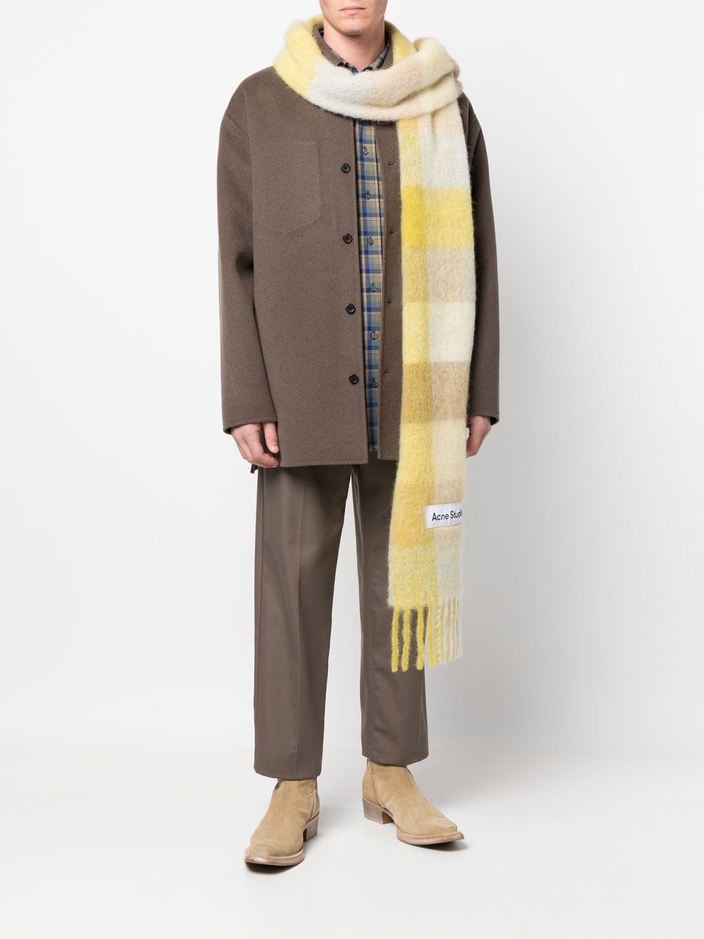 Acne Studios Geruite sjaal - Geel