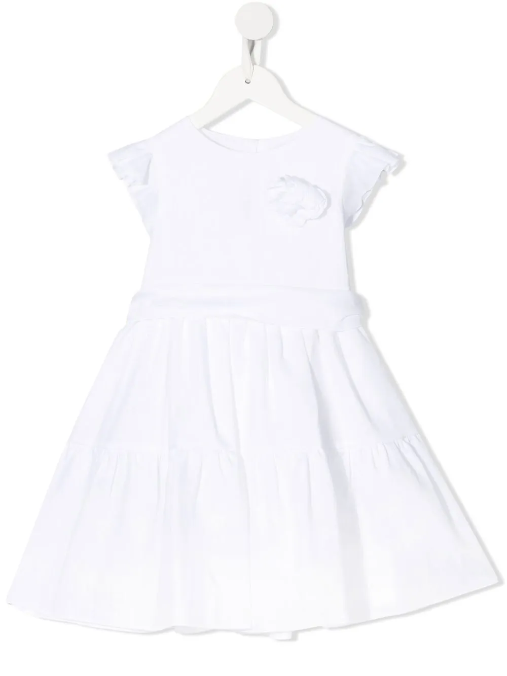 

Little Bear floral-appliqué tie-fastening dress - White