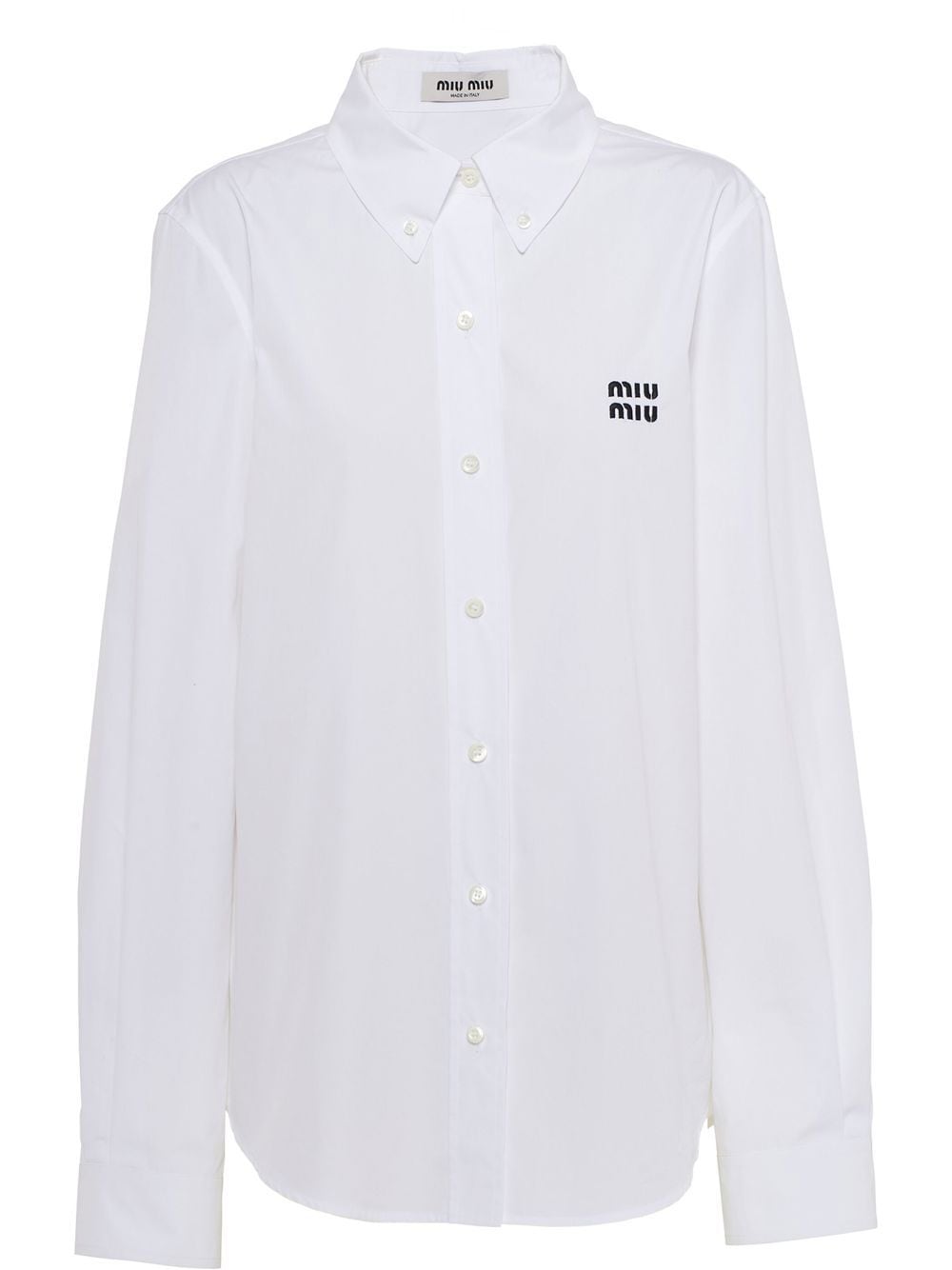 Miu Miu button-down embroidered-logo Poplin Shirt - Farfetch