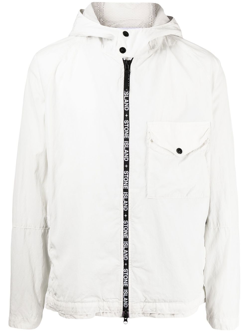 STONE ISLAND LOGO-TRIM HOODED JACKET