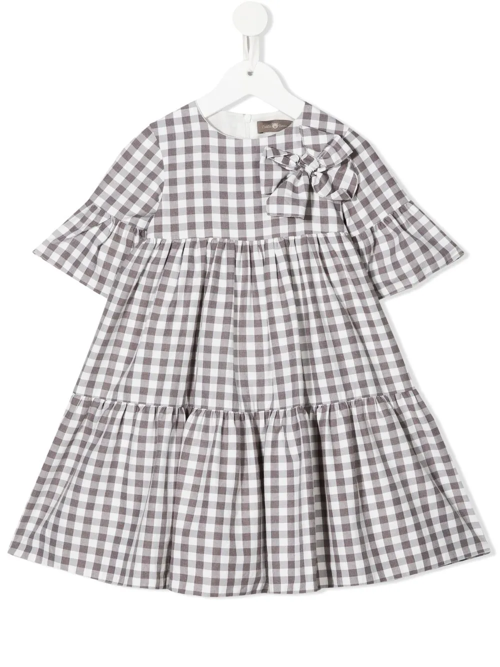 

Little Bear vestido con cuadros estampados y moño - Gris