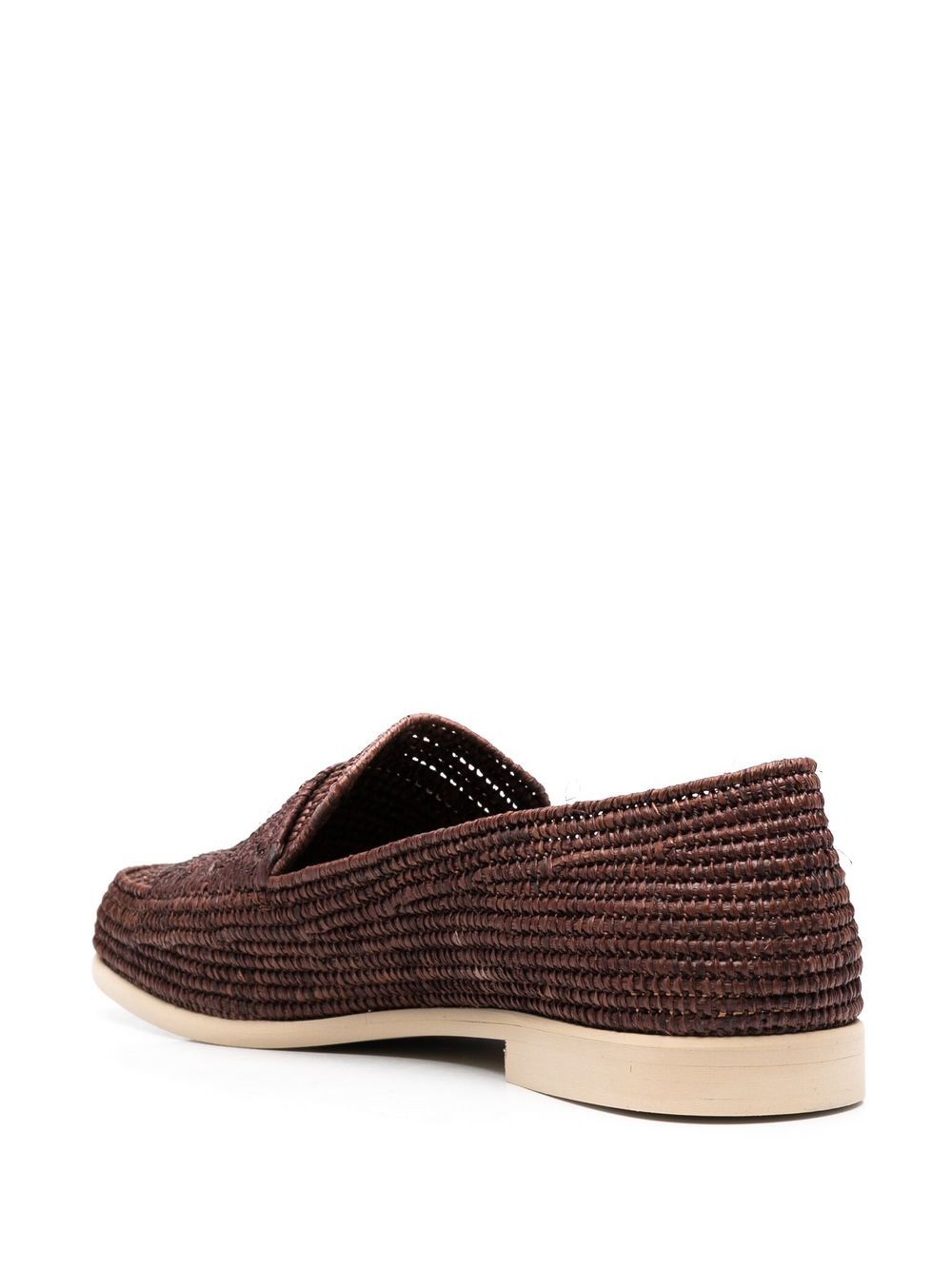 Shop Edhen Milano Woven Raffia Loafers In Brown