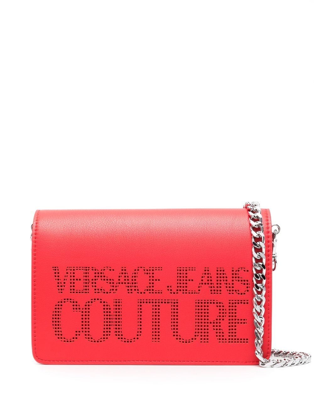 Versace Jeans Couture perforated-logo shoulder bag - Red
