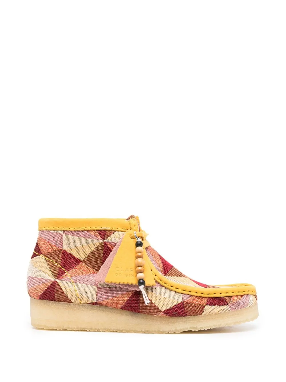 Clarks Originals Geometric-jacquard Wallabee Boots In Yellow