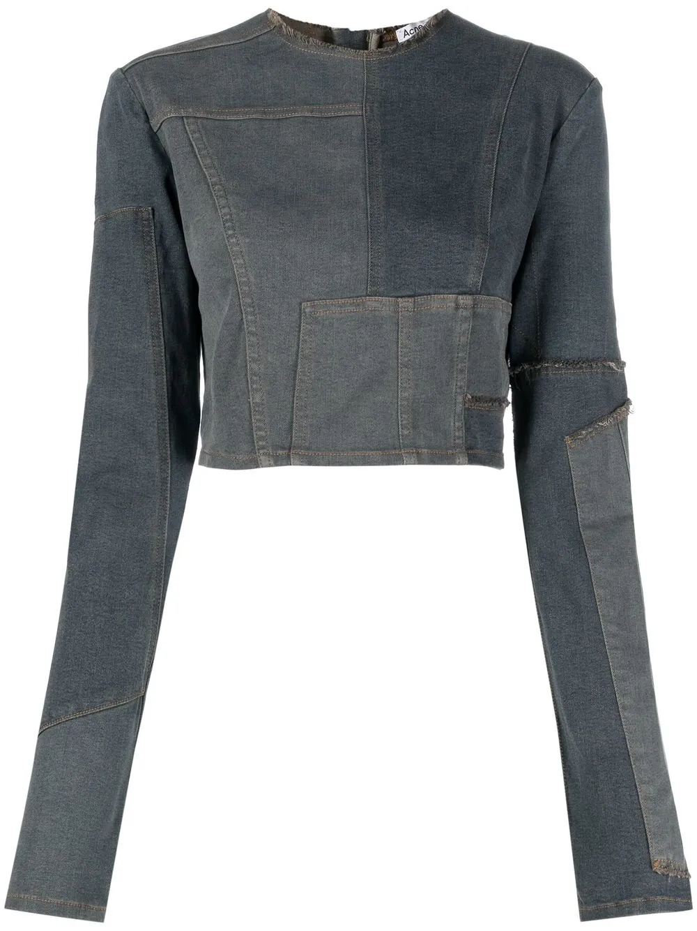 

Acne Studios top corto con borde deshilachado - Azul