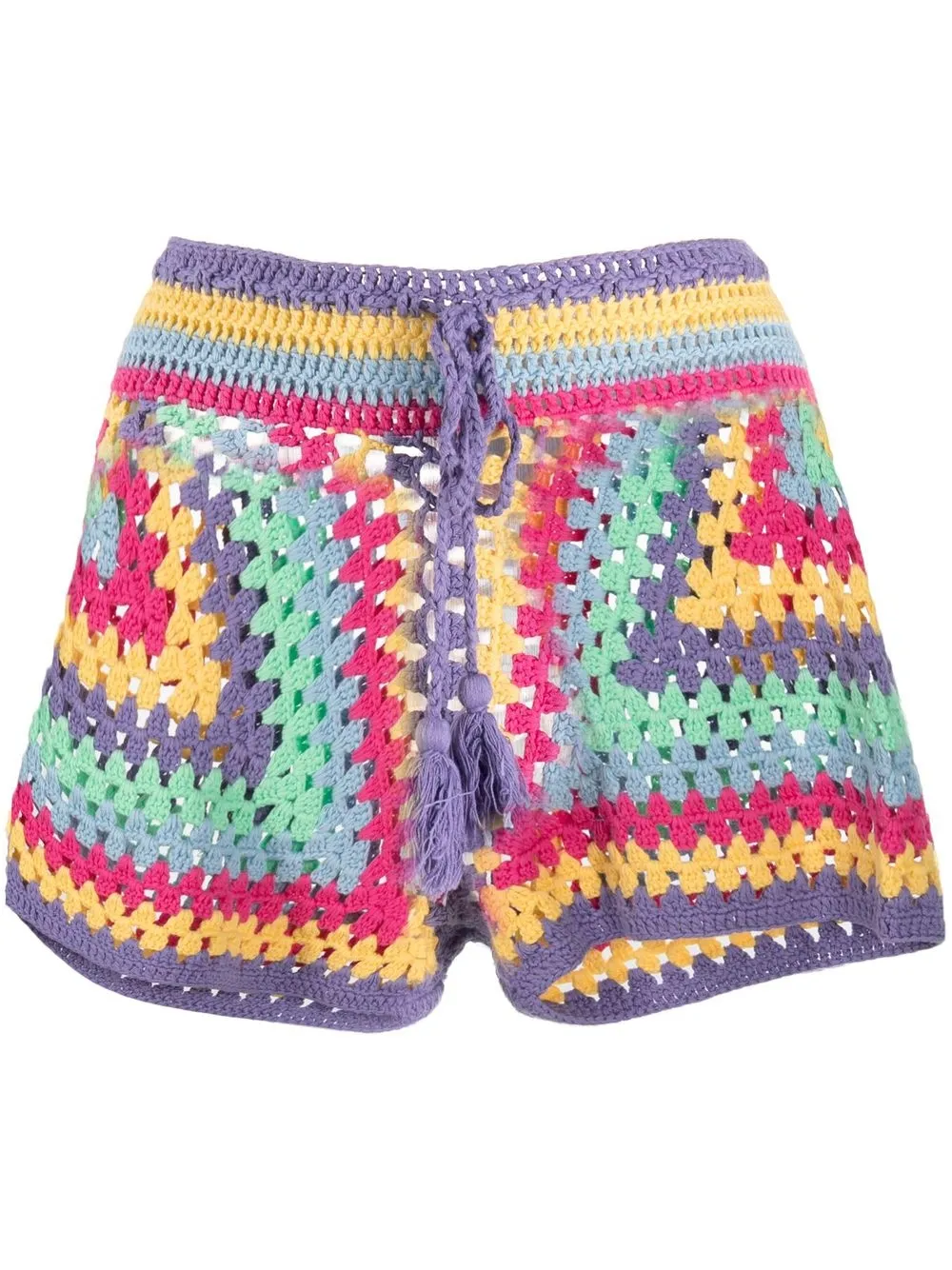 Mc2 Saint Barth Drawstring Crochet-knit Shorts In Pink