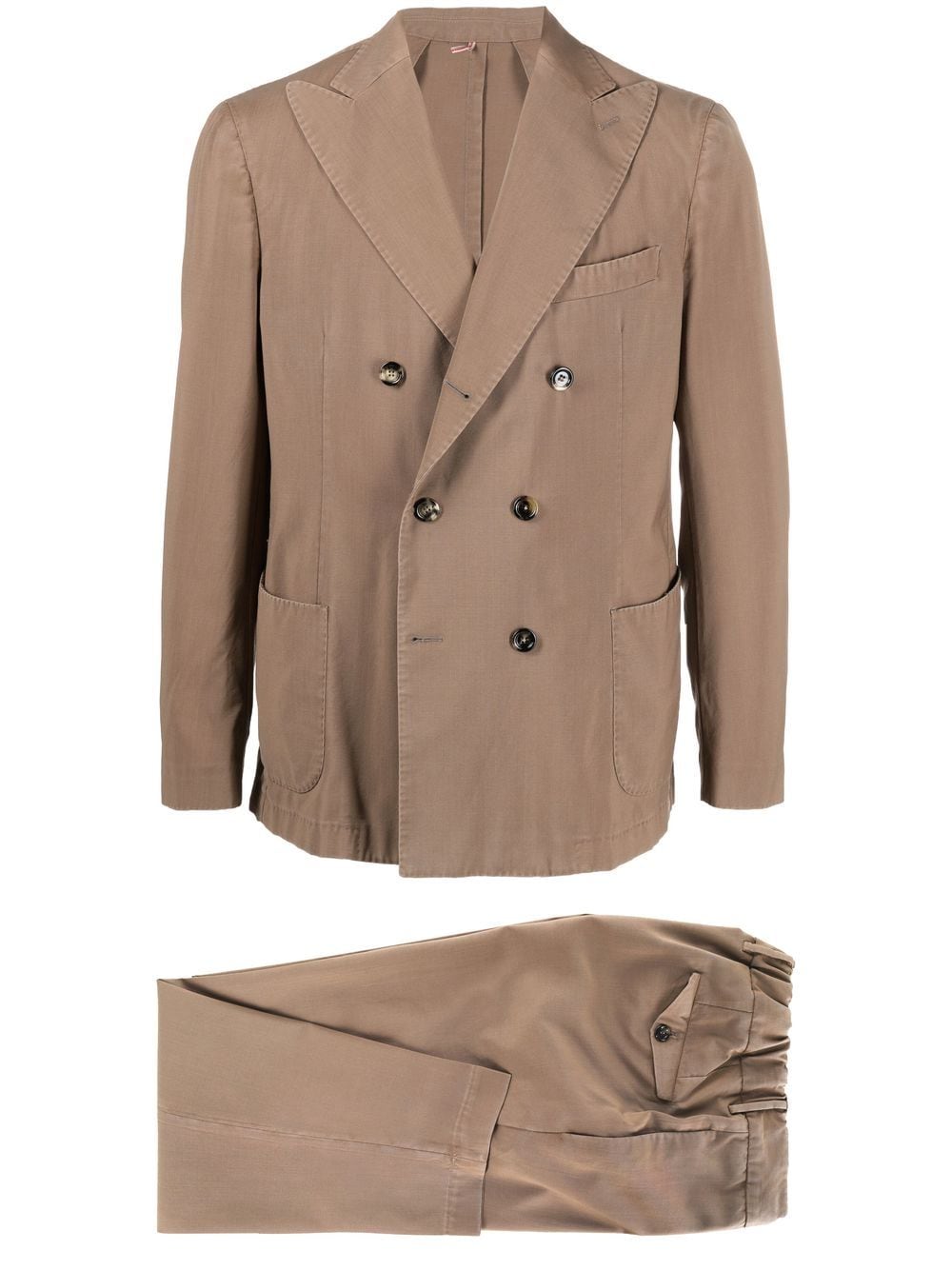 Shop Dell'oglio Double-breasted Wool Suit In Neutrals