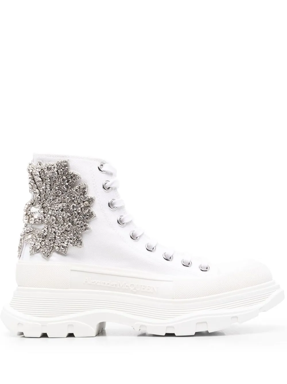 

Alexander McQueen botas con detalles de cristal - Blanco