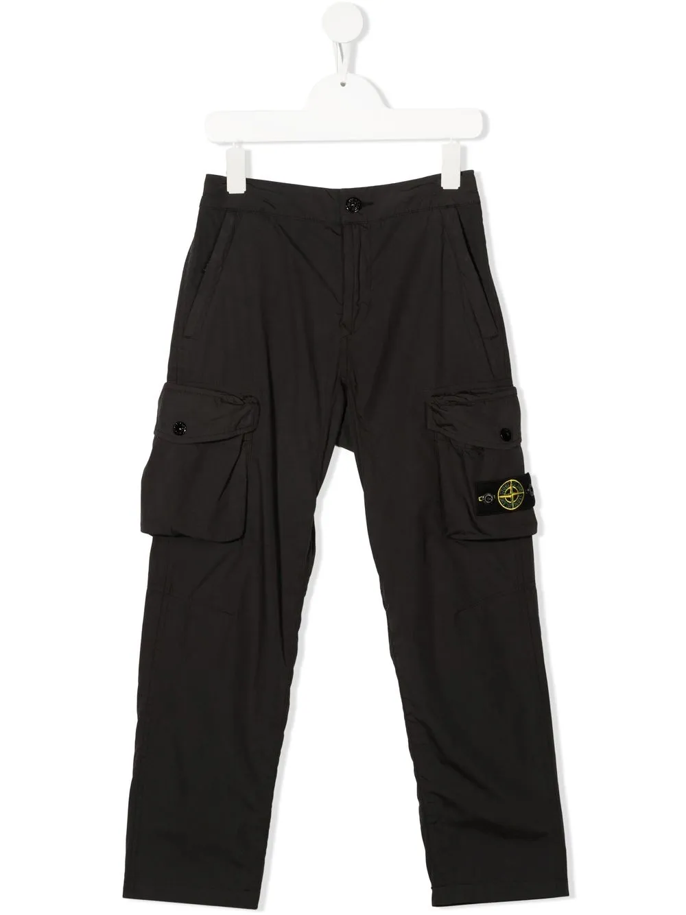 Stone Island Kids' Logo-patch Cargo Trousers In Grey