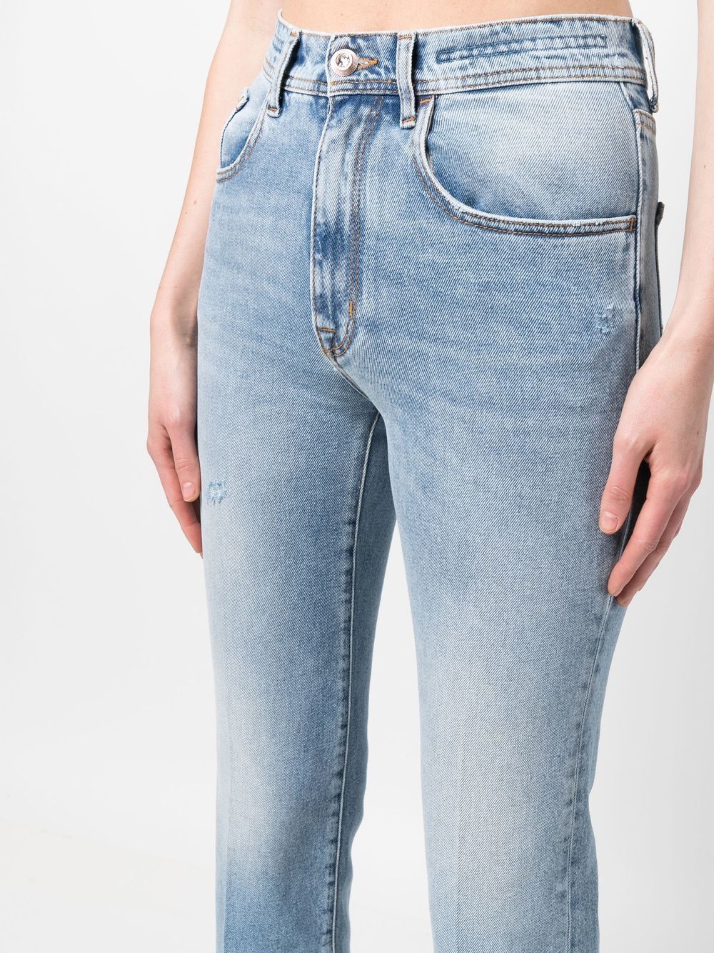 Shop Jacob Cohen Kick-flare Raw-cut Jeans In Blue