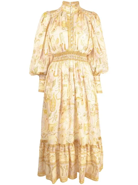 ALEMAIS Solitaire bell-sleeve midi dress